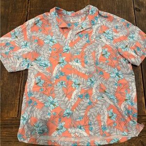 Tommy Bahama Coral and Blue Floral Shirt